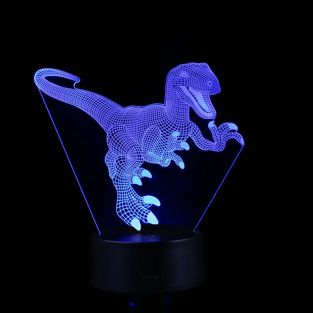 3D лампа динозавр креативная детская комната 3D визуализация Ночной светильник 7 светодиодный меняющий цвета оптический иллюзионный ночной Светильник