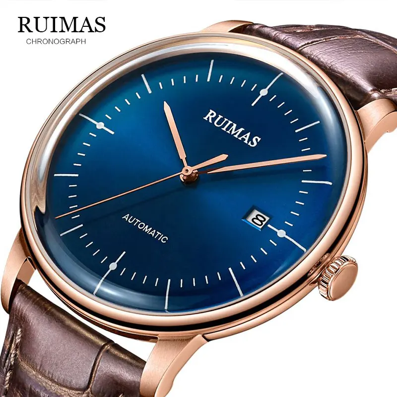 2019 new Ultra-thin simple classic men mechanical watches business waterproof watch luxury brand genuine leather automatic | Наручные
