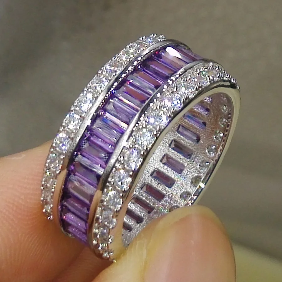 Женское кольцо из серебра 2018 пробы с фианитом|princess cut|wide ring925 sterling silver |