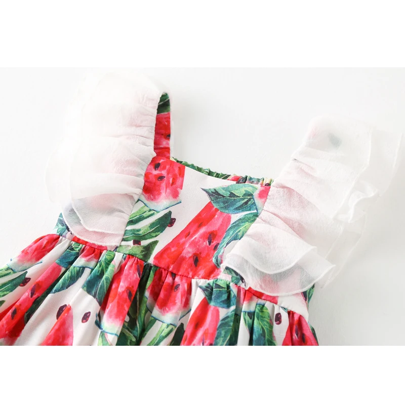 LOVE DD&ampMM Girls Dresses 2020 New Children's Wear Fashion Holiday Wind Watermelon Print Lotus Leaf Sleeve Beach Dress | Детская