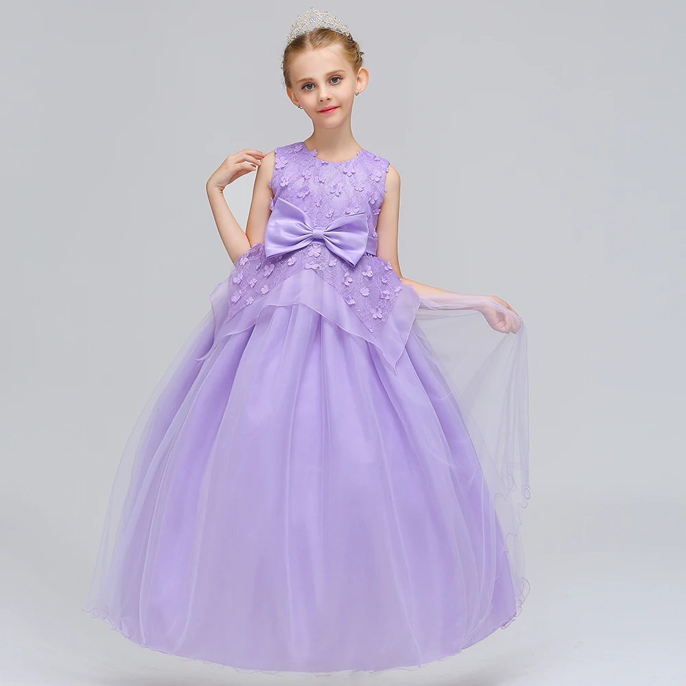 Purple Lace Princess Dresses Kids Prom Gown Evening Dresss Wedding Party Dress Girls Clothes Tulle Children's Costume LP-70 | Детская