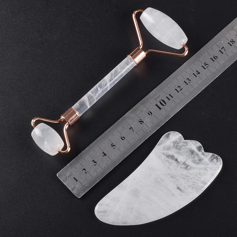 Кристаллический ролик для лица Gua Sha набор инструментов для массажа лица шеи уход за кожей Рок Кварцевый и из натурального камня для похудения против морщин целлюлит красота