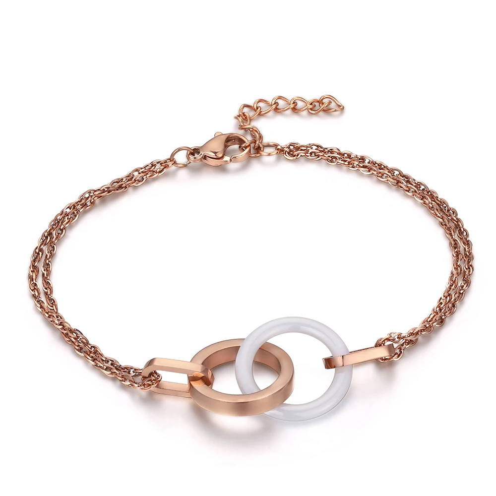 Минималистичные браслеты из нержавеющей стали/розового золота черные/белые