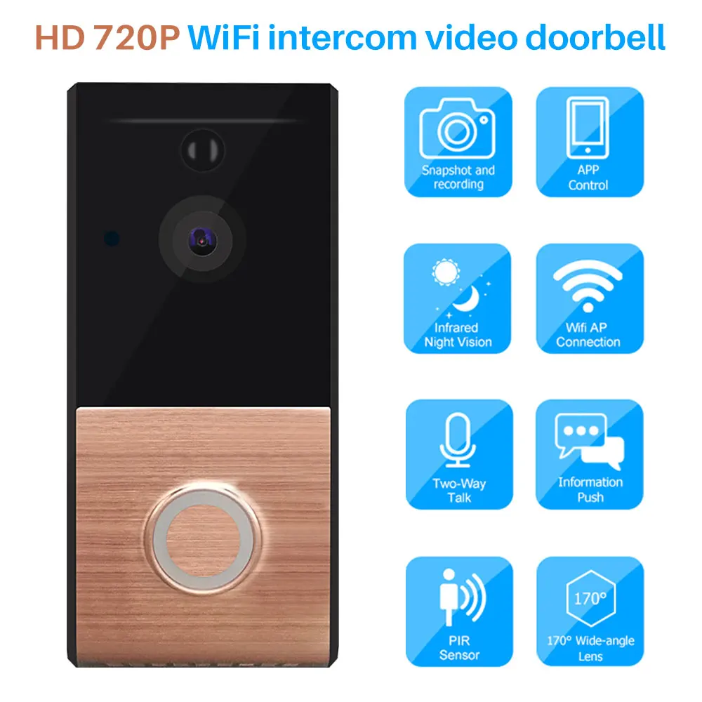 Умный домофон видео дверной звонок WiFi 720 P двухстороннее аудио водонепроницаемый