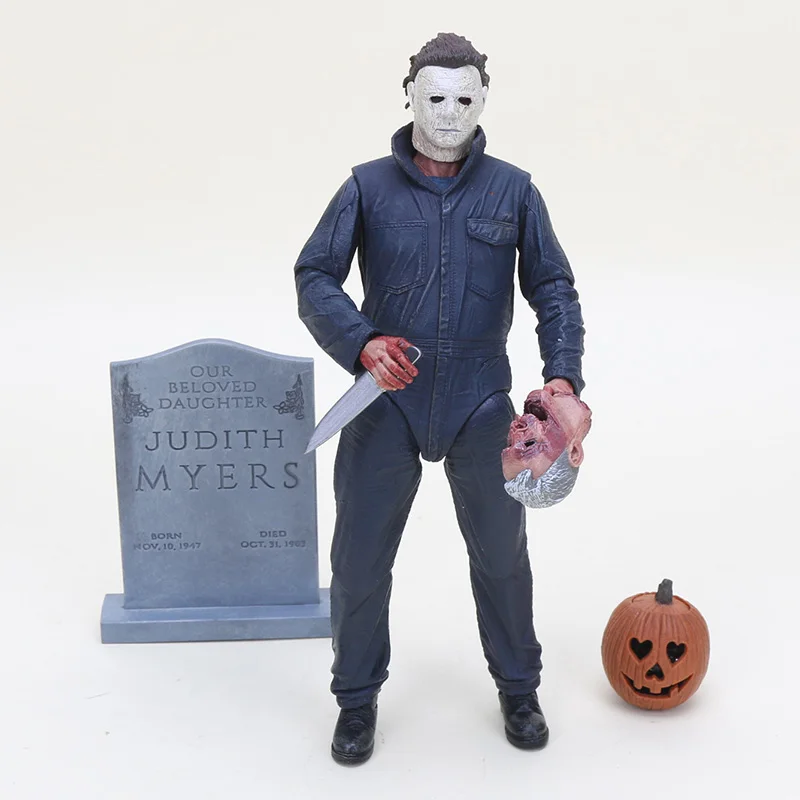 NECA Хэллоуин Ultimate Майкл Майерс фигурки BJD модель игрушечные лошадки со светодиодный подсветкой тыквы 18 см