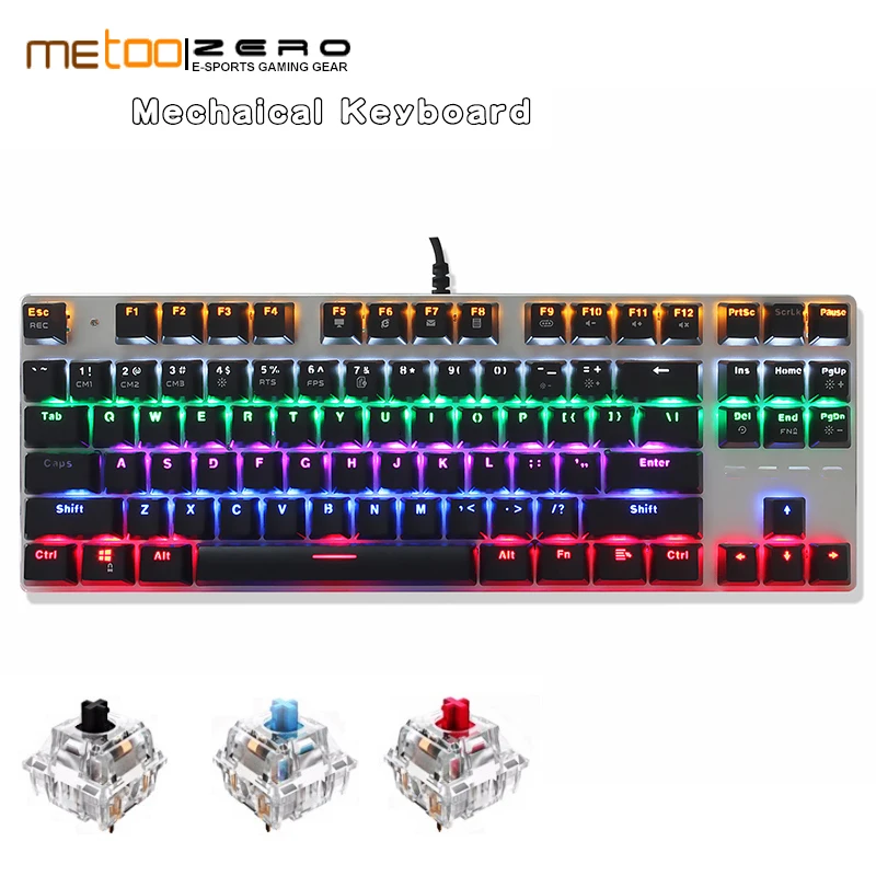 Metoo русская + Арабская игровая механическая клавиатура с подсветкой анти