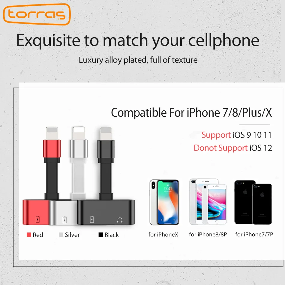 TORRAS 2 в 1 адаптер для iPhone 7 8 X 2A Быстрая зарядка разветвитель аудио мм 3 5 разъем