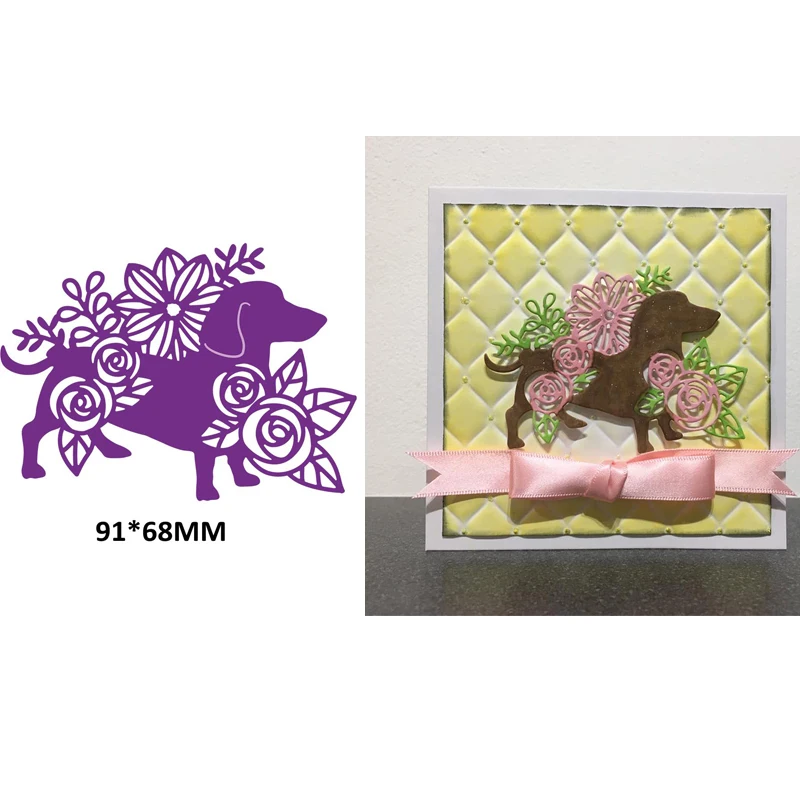 Цветочные Вырубные штампы для собак Скрапбукинг ручная работа украшения DIY карты