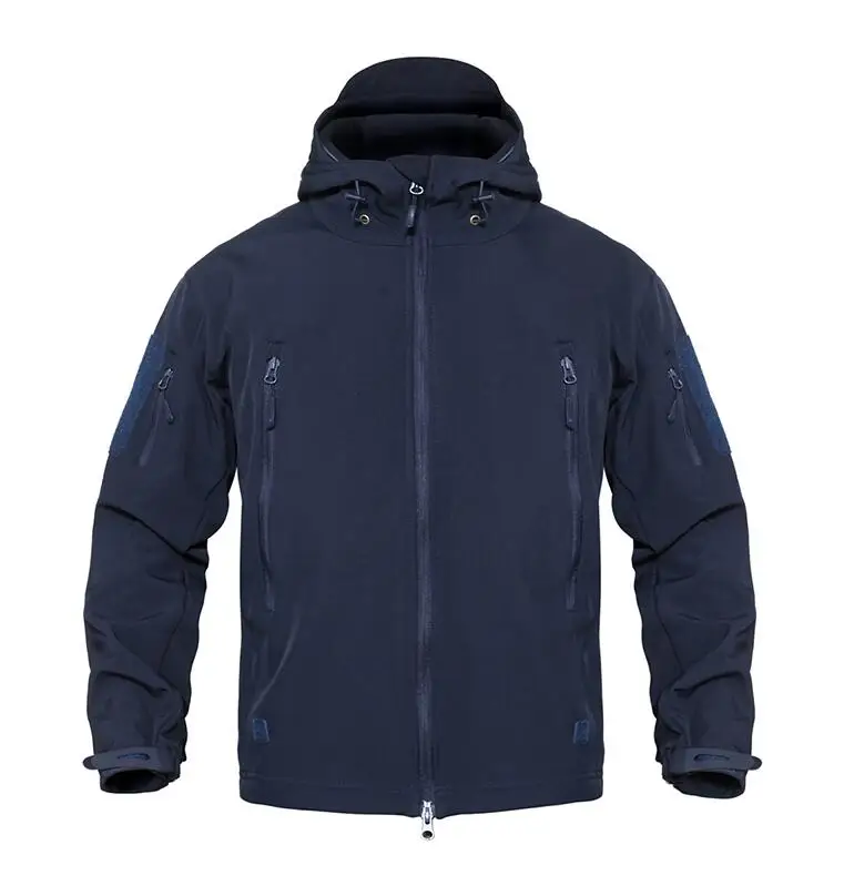 Navy Blue Мужская армейская камуфляжная тактическая куртка и пальто Военная куртка зимняя водонепроницаемая мягкая оболочка куртки ветровка охотничья одежда 3XL - Цвет: Navy Blue