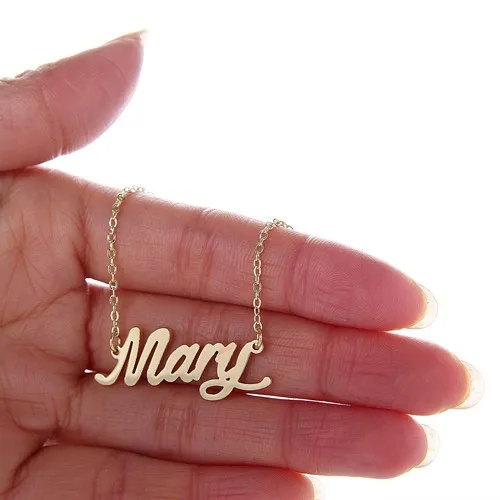 AOLOSHOW женские ювелирные изделия золотого цвета, ожерелье с надписью "Mary" из нержавеющей стали, женское персонализированное именное ожерелье, NL-2388