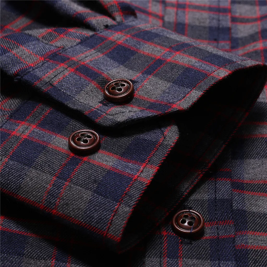 Camisa masculina мужские рубашки мужская повседневная нормальная клетчатая деловая рубашка с длинными рукавами и пуговицами мужская рубашка