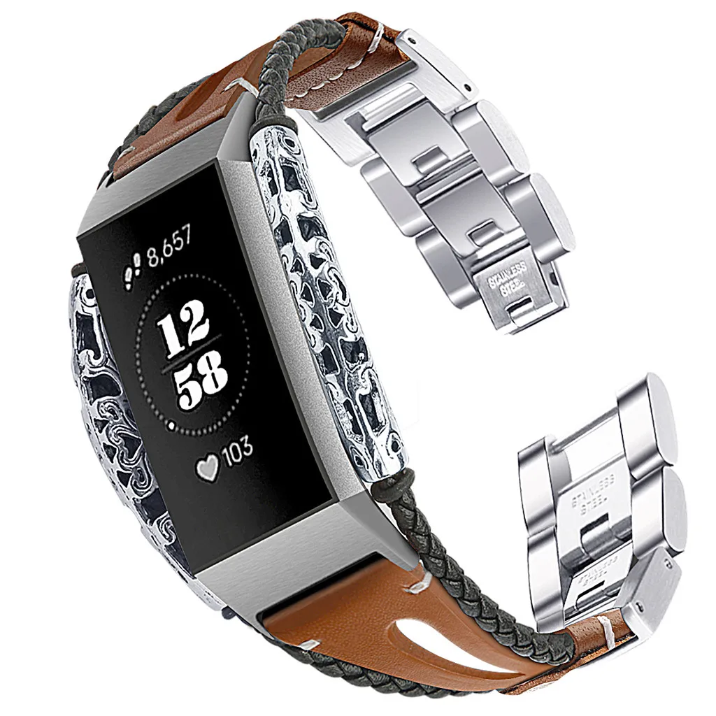 233 мм сменный кожаный ремешок, браслет для Fitbit Charge 3 Смарт-аксессуары ремешок для часов