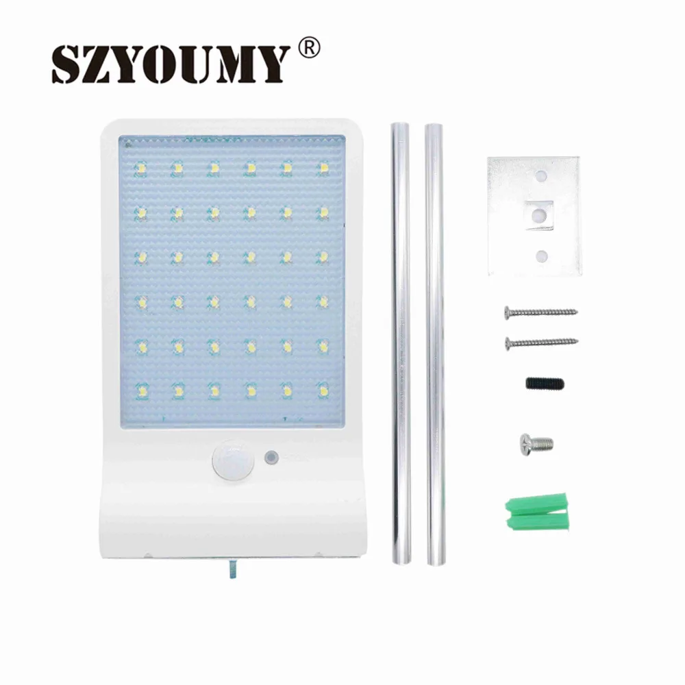 

SZYOUMY 36led солнечный свет с монтажным полюсом настенное бра освещение для сада настенные светильники Открытый датчик движения Детектор лампа