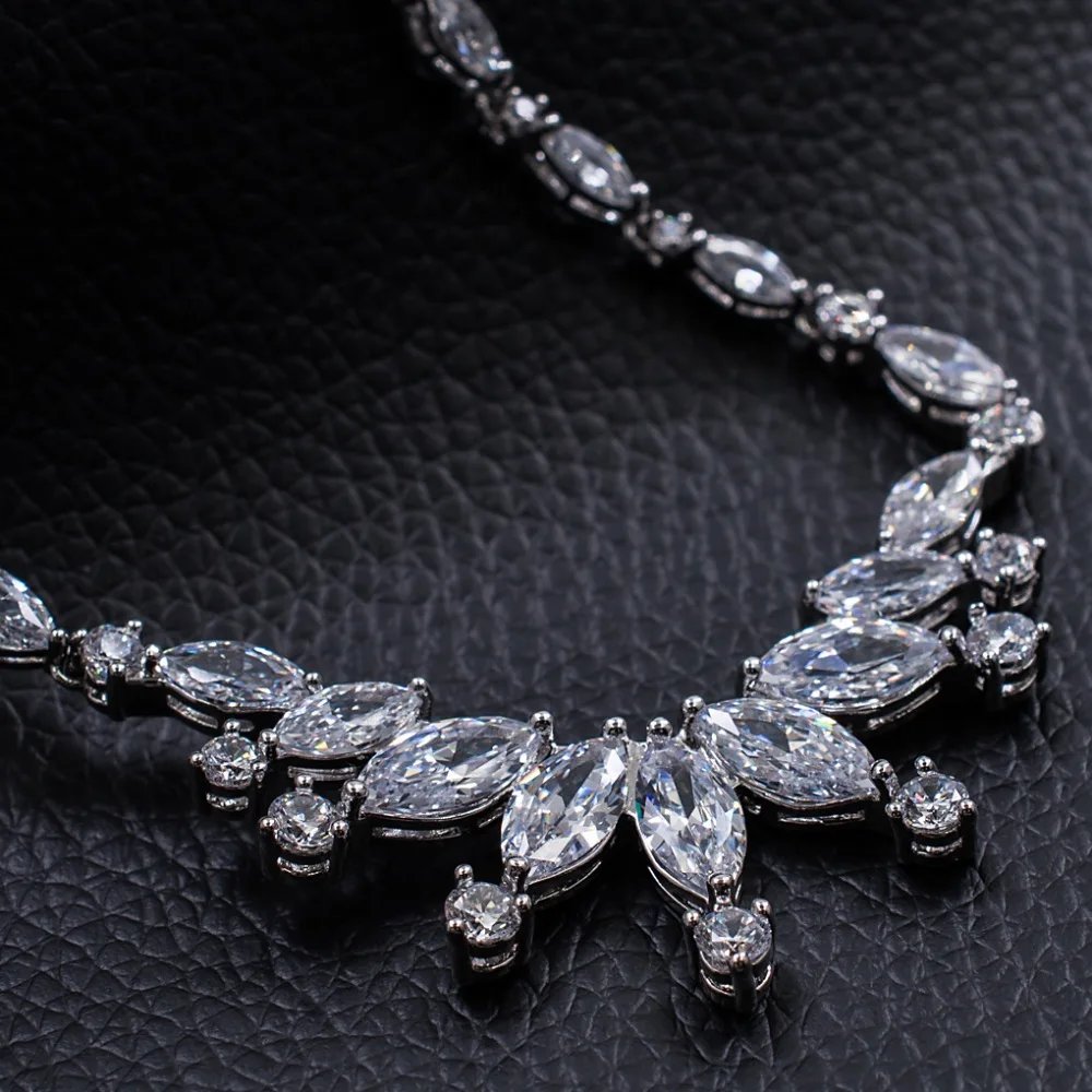 Новинка 2017 свадебное ожерелье для невесты с фианитом ААА набор серег высокое