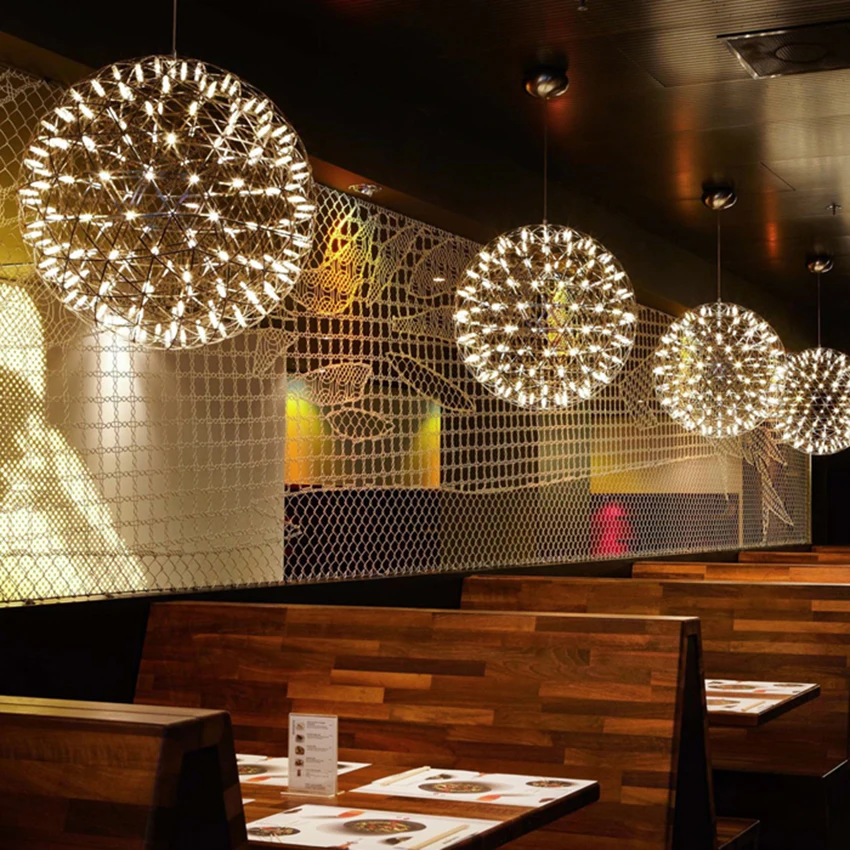 

Post-Modern Art Stainless Steel LED Pendant Lights Sparking Ball Hanging Lamp Lighting Fixtures Hotel Lobby Suspension Luminaire