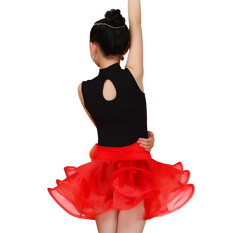 Детское платье пачка из органзы без рукавов|latin dance costumes|dance costumes kidschildren latin dancing |
