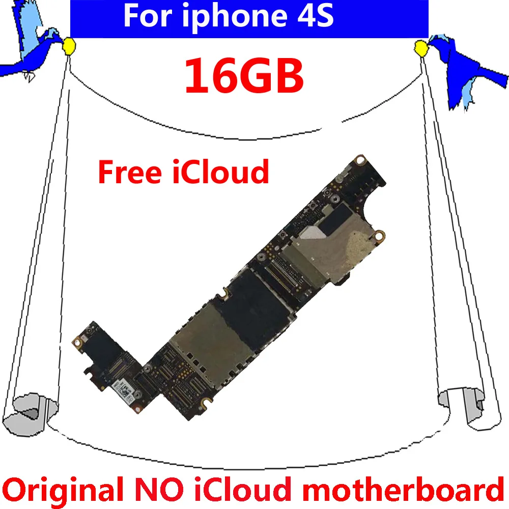 Для iphone 4S 16GB оригинальная материнская плата с чипами IOS системная логическая 16g