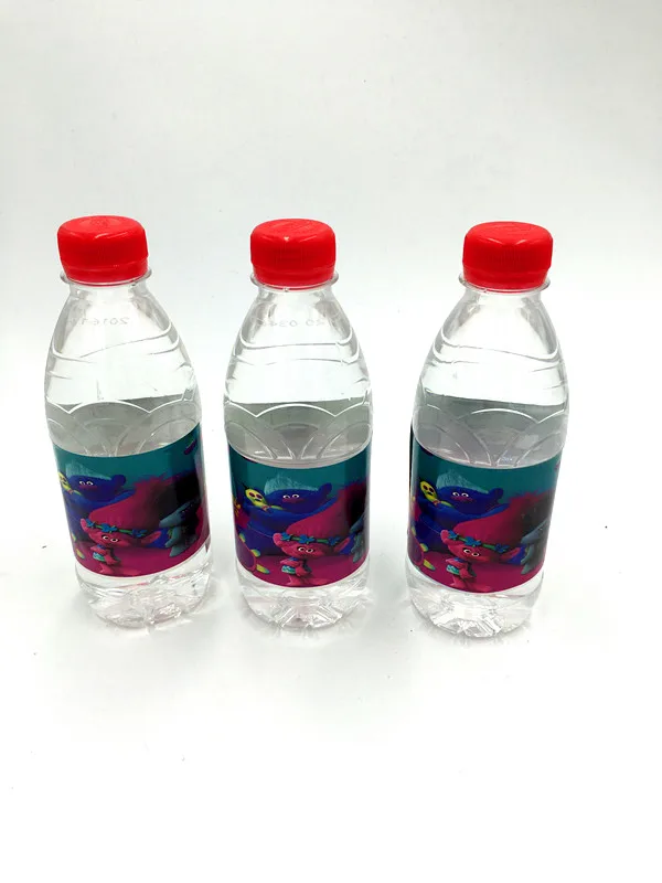 6 шт./лот этикетка с изображением троллей бутылки для воды Детские вечерние