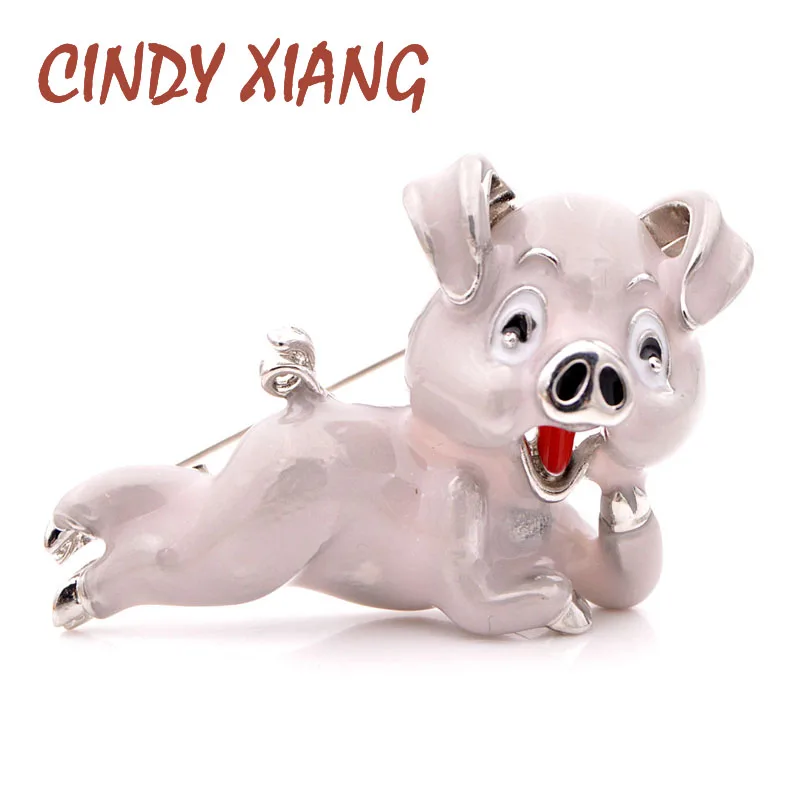 

CINDY XIANG New 2018 Enamel Pig Brooches for Women Cute Small Lovely Animal Brooch Pin Pink Color Available Chinese Pig Year