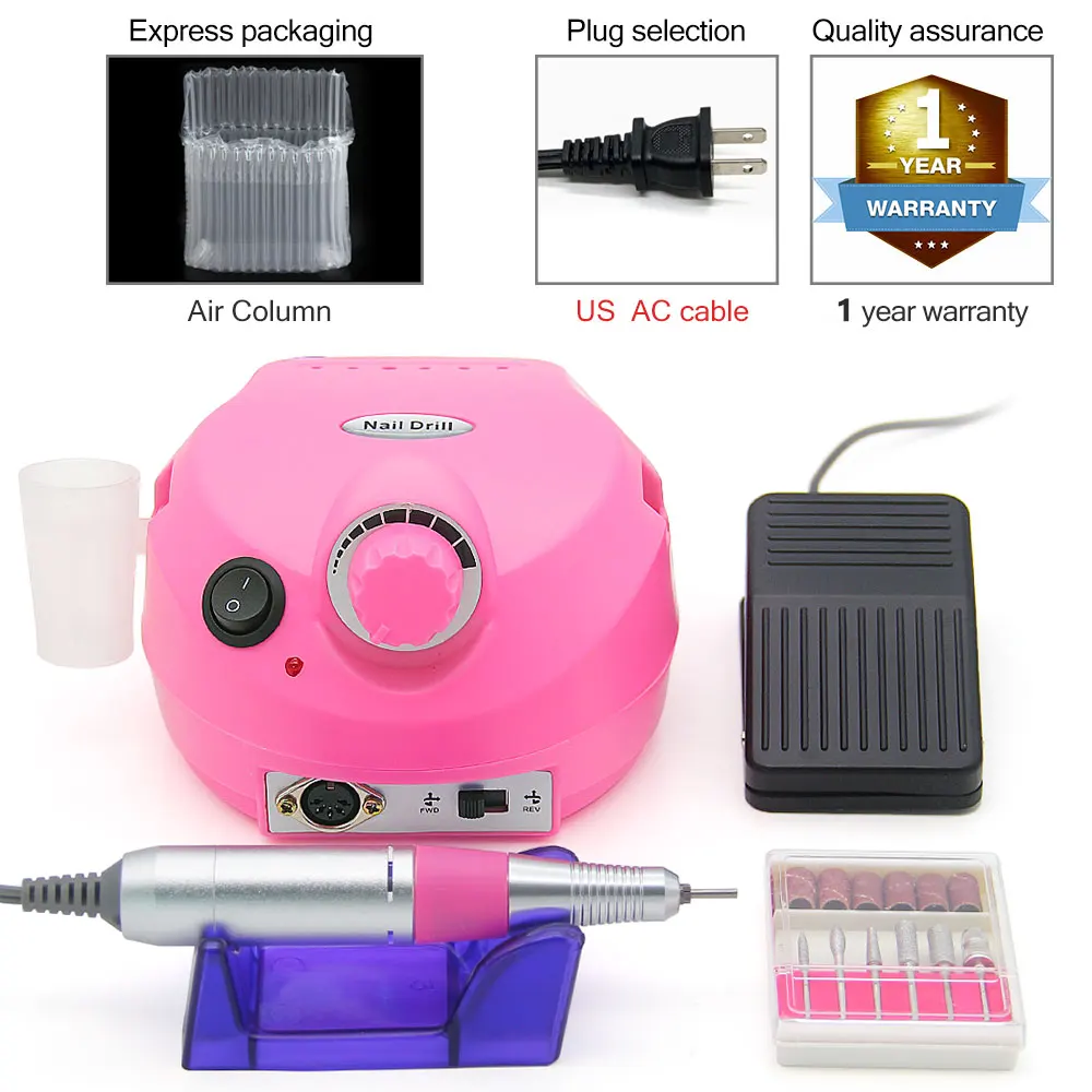 202 Pink US Plug LKE, 35000 об/мин, новинка, сильная 210, 102L, 65 Вт, дрель для ногтей, машинка для маникюра, педикюра, электрические напильники, оборудование для дизайна ногтей, Лечение ногтей - Цвет: 202 Pink US Plug