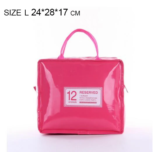 Rose red size L Новые ПВХ сумки для обеда для женщин и мужчин, водонепроницаемые, сохраняющие свежесть Изолированные сумки для обеда, ручная переноска, утолщенные сумки-холодильники из оловянной фольги - Цвет: Rose red size L