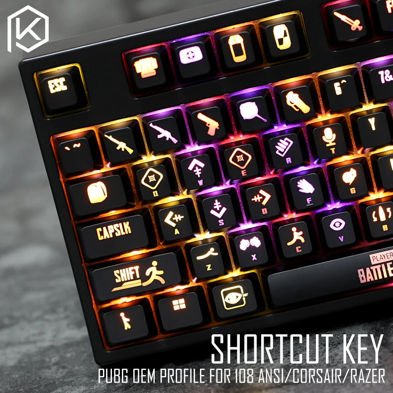 Oem профиль abs с подсветкой 87 104 108 ansi набор keycap pubg battlegrounds набор клавиш для corsair k70 razer black widow