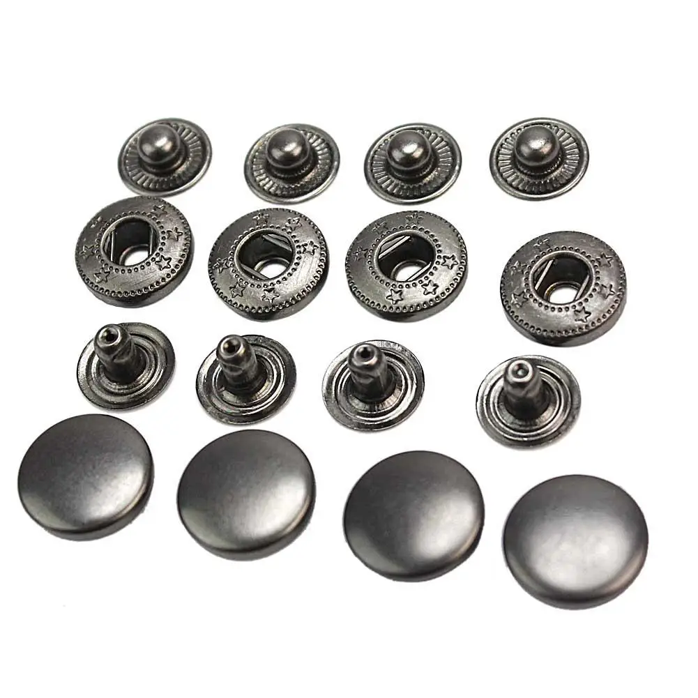 50Pcs/Pack Vintage Style Sewing Metal Snap Press Buttons Black Button For Clothing Bag Leather Craft Acessorios |