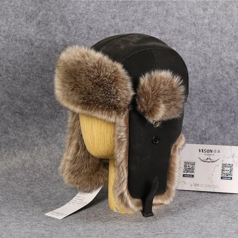 Новая зимняя шапка бомбардировщик ушных лоскутов мужская ушанка толстые теплые