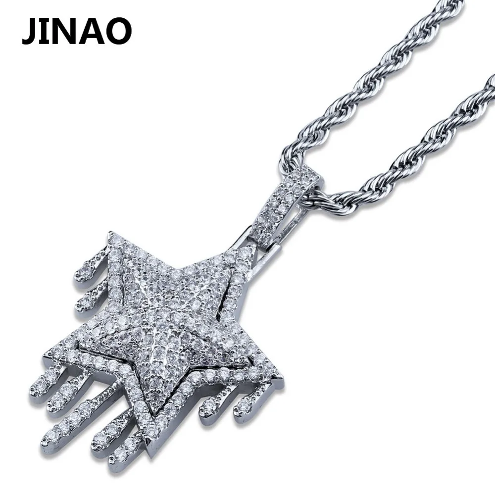 JINAO Мода Iced Out Metor капельная звезда кулон и ожерелье кристалл State для мужчин t кубические циркониевые амулеты хип-хоп мужские ювелирные изделия подарки