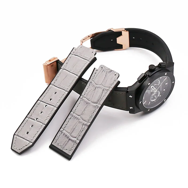 Men watch band watch accessories leather strap 19mmx25mm for HUBLOT big bang series rubber strap sports waterproof female