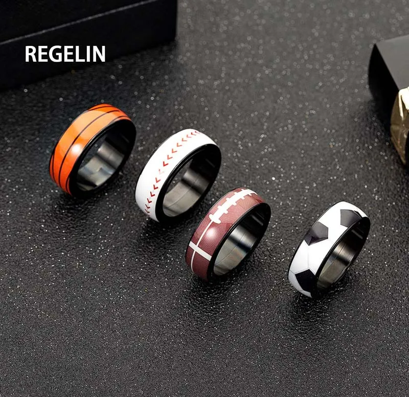 REGELIN Прямая баскетбол/Футбол/Бейсбольные кольца кольцо из нержавеющей стали 316L мужчин s ювелирные изделия для мужчин и женщин для мужчин подарок