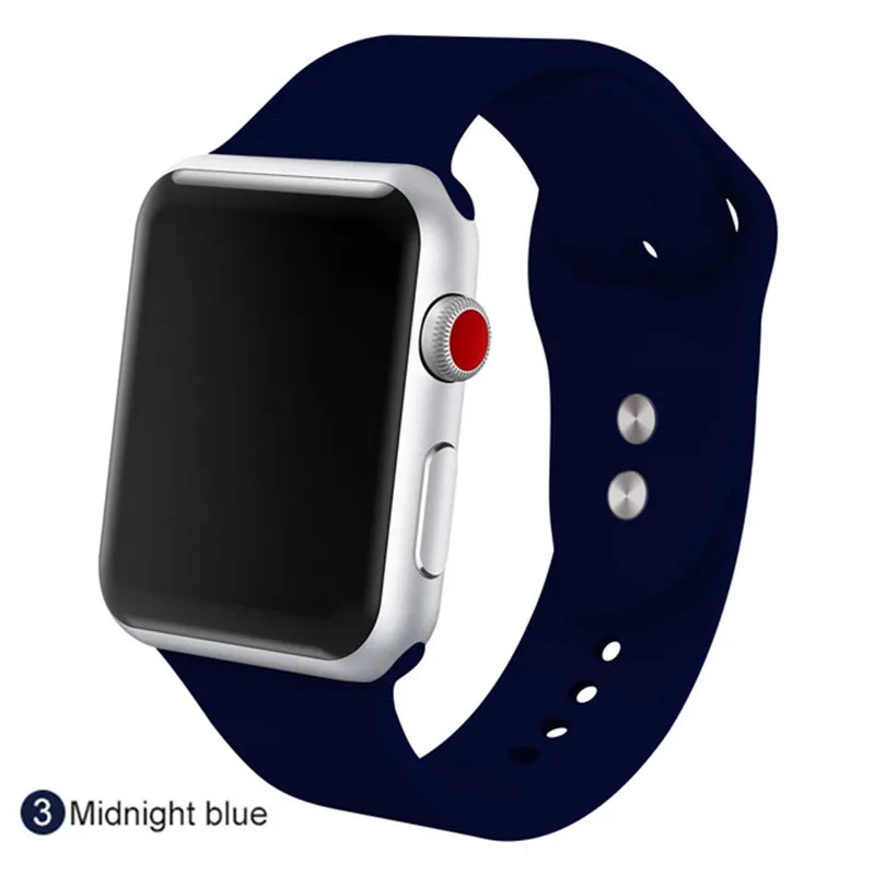 midnight blue Мягкий силиконовый сменный ремешок для Apple Watch band 4, 5, 44 мм, 40 мм, браслет для iWatch series 3/2/1, 42/38 мм, аксессуар - Цвет ремешка: midnight blue