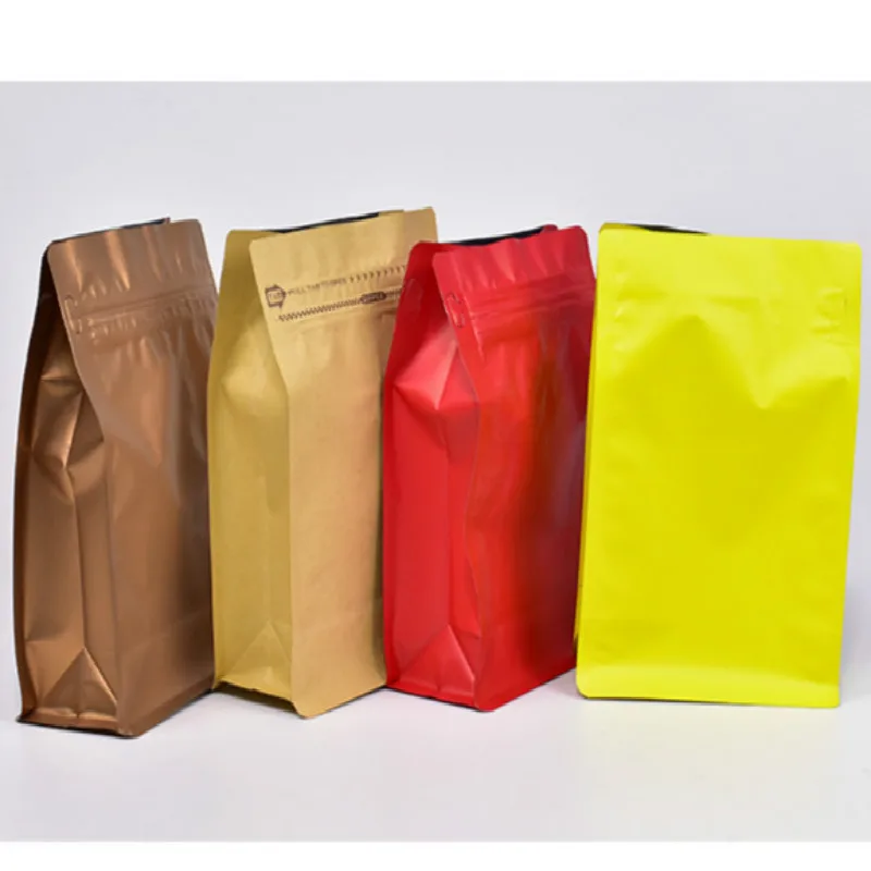 100 шт. восьмиугольные пакеты из алюминиевой фольги с плоским дном полфунта