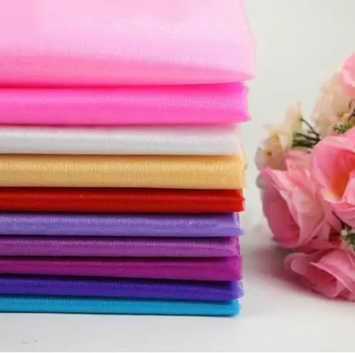 Оптовая продажа 100 метров рулонная прозрачная органза ткань для свадебной