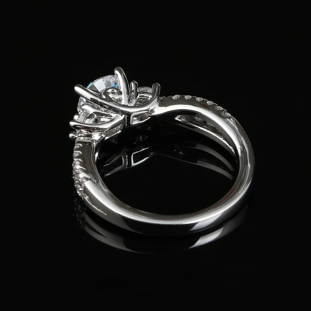 Параболы обручальное кольцо серебро Цвет Круглой Огранки AAA кубического