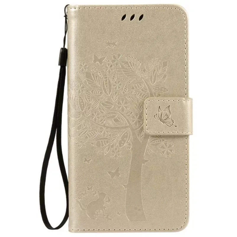 Кожаный чехол для Coque Sony Xperia X F5122 f5121 чехол для Coque Sony Xperia X дерево шаблон мобильный телефон сумки+ держатель карты - Цвет: Золотой