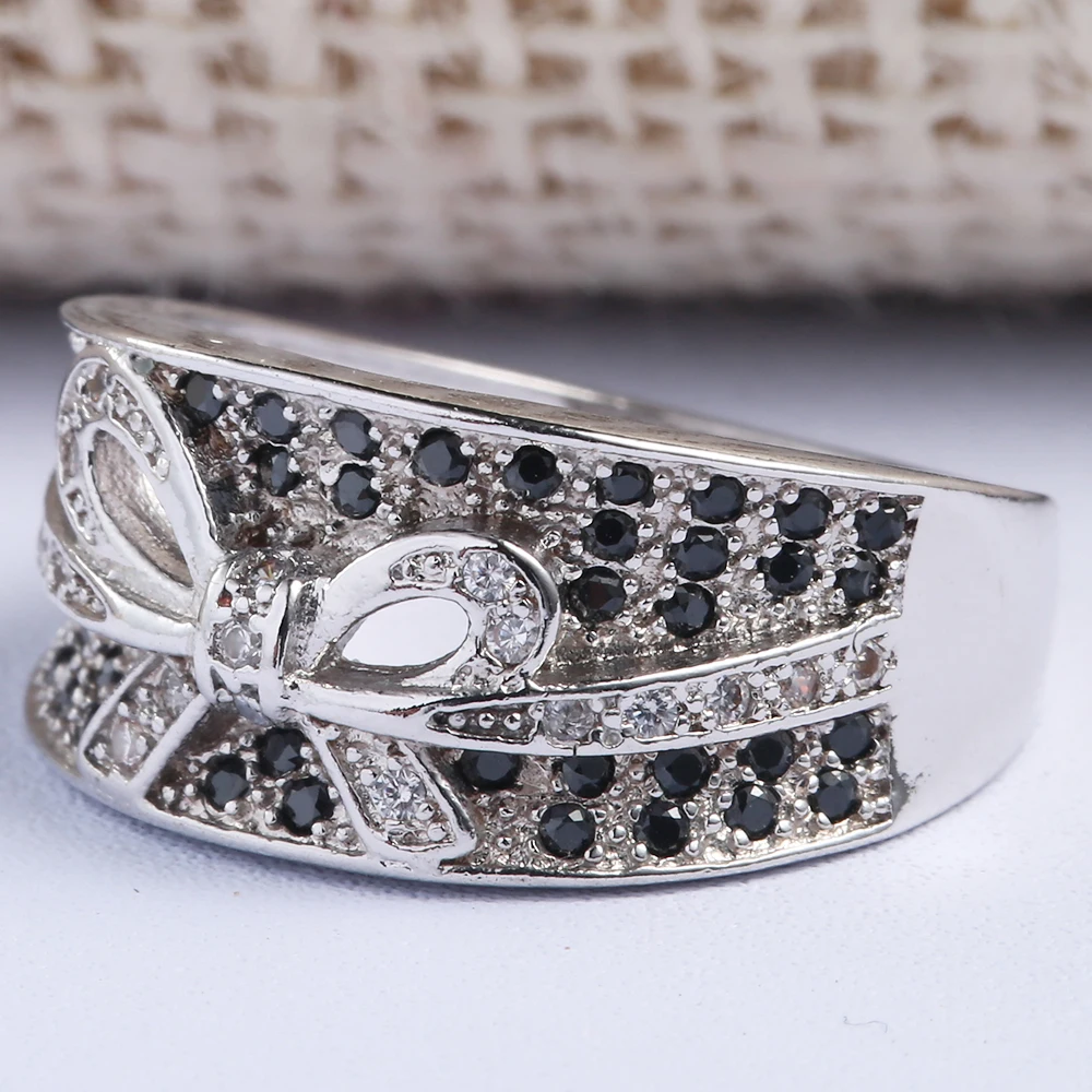 Горячая продажа мечта карнавальные кольца для женщин Черный CZ помолвка