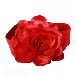 Женский широкий пояс с бантом, эластичный пояс с большими цветами, для подиума, R1004