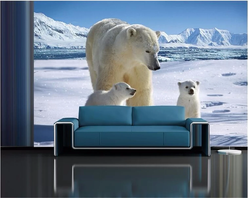 Обои Beibehang на заказ для гостиной и спальни настенные 3d фрески с белым медведем