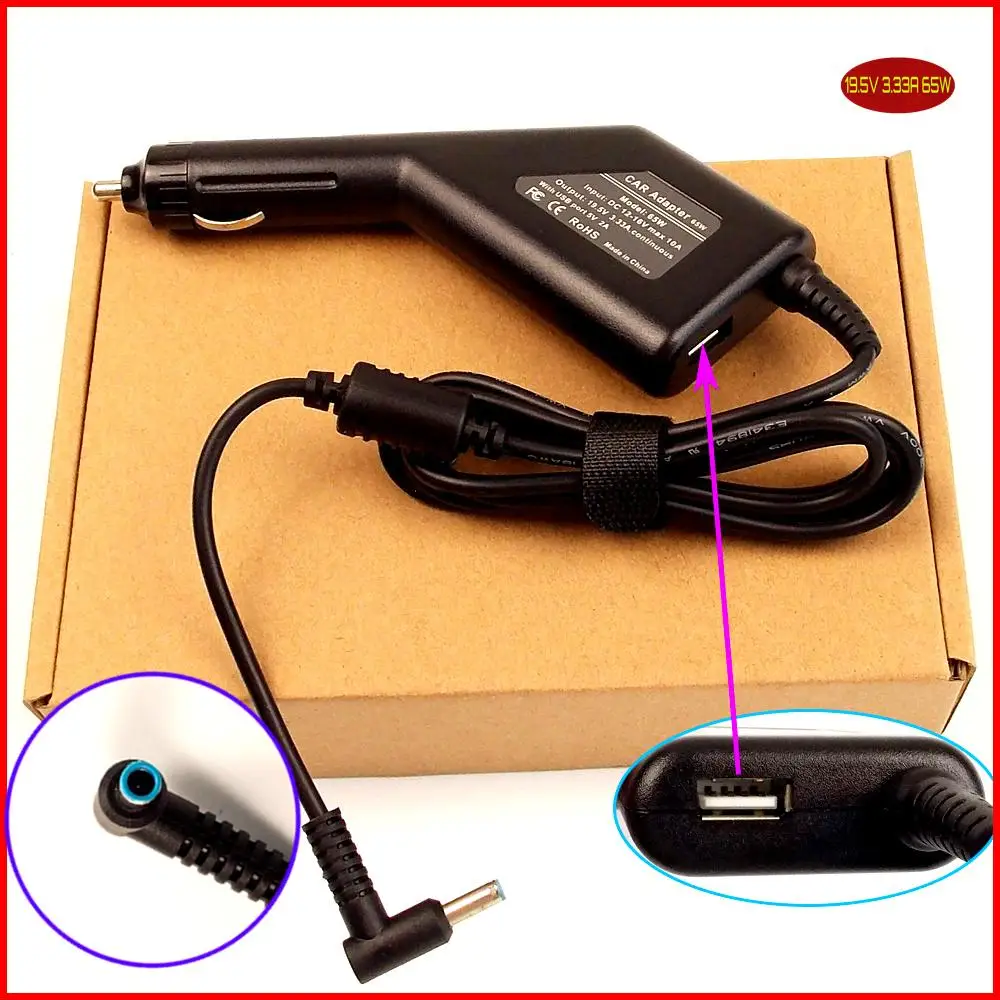 

19.5V 3.33A Laptop DC Adapter Car Charger +USB for HP 15-f039wm J8X12UA 15-f059wm J8X13UA 15-f004wm J8A21UA 15-f004dx J9H22UA