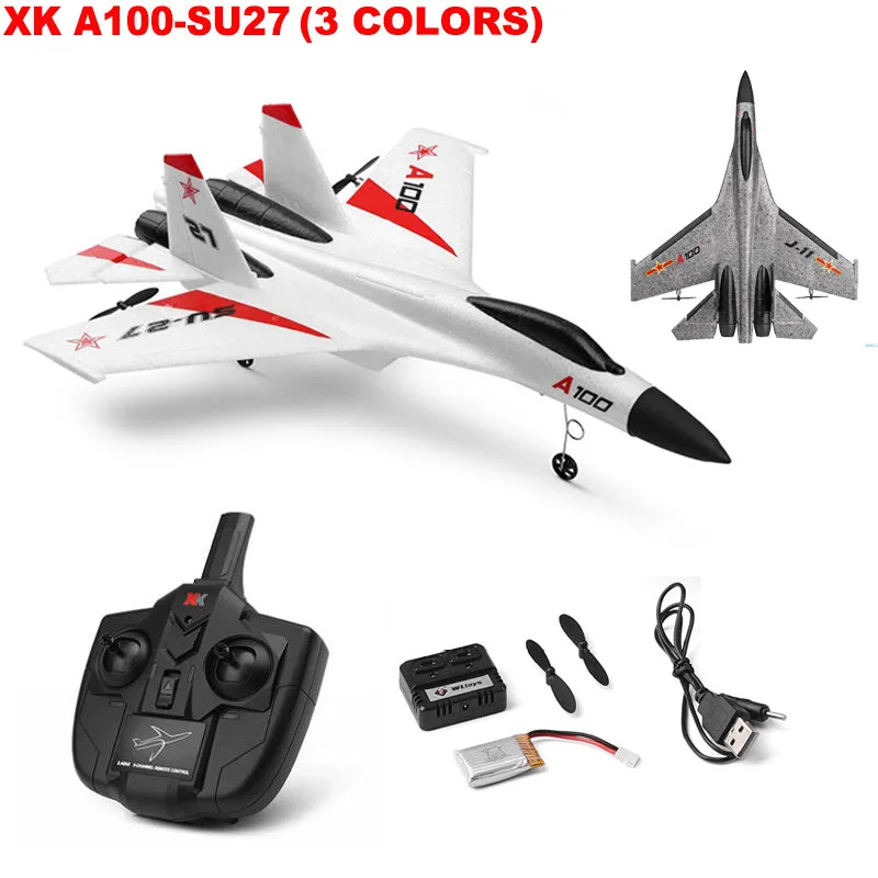 Новый XK A100 SU27 радиоуправляемый самолет 2 4G 340 мм 3CH с фиксированным крылом уличные