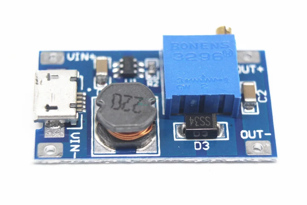 2A boost plate DC-DC module wide pressure input 2/24V L 5/9/12/28V adjustable 2577 100PCS | Электронные компоненты и