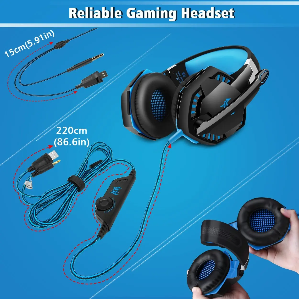KOTION EACH G2000 Pro Game Gaming Headset 3.5mm LED Stereo PC Headphone Microphone Bass Light | Электроника