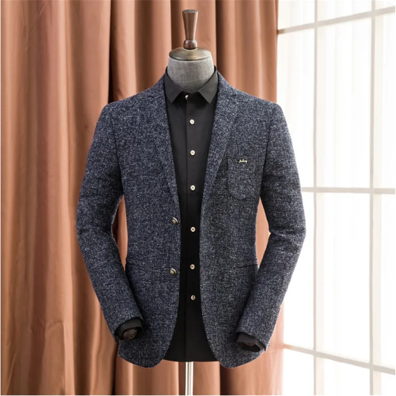 

Пластичный монтаж, 2019 бизнес пальто шерстяной пиджак-блейзер для мальчика для мужчин, тонкие, модные весенние мужские шерстяной Блейзер Муж...
