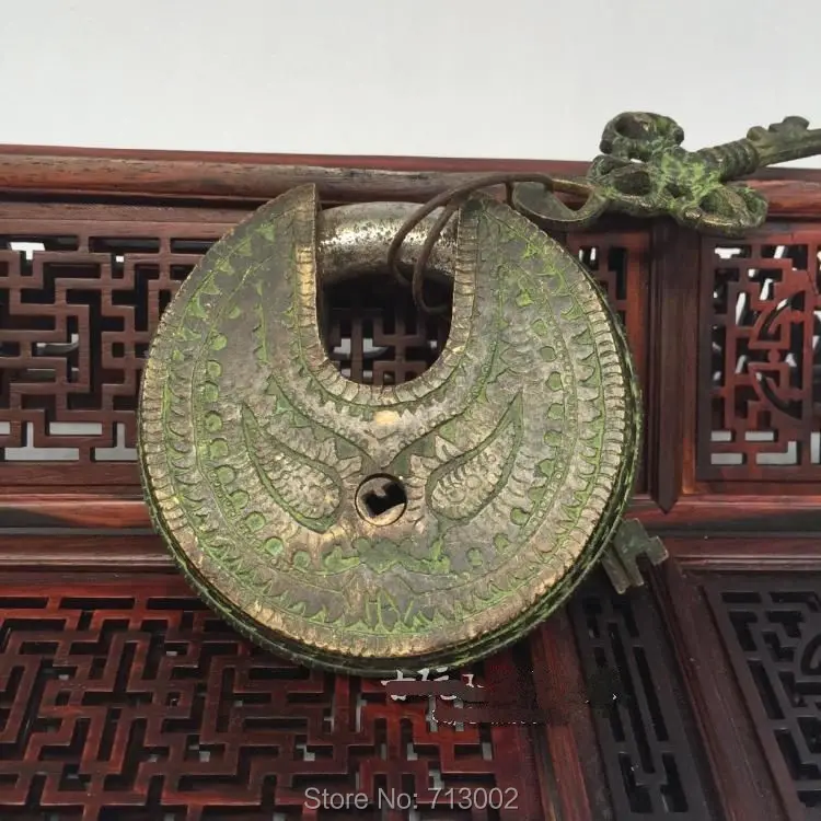 Антикварный замок из чистой меди слон Будда висячий и два ключа|can lock|padlock lockpadlock key