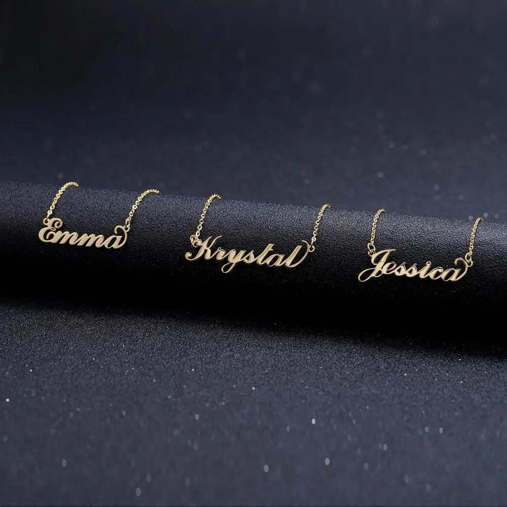 Индивидуальное Имя ожерелье Настоящее 14K Золотое имя кулон ожерелье s для женщин Hanmade персонализированные ювелирные изделия подарок