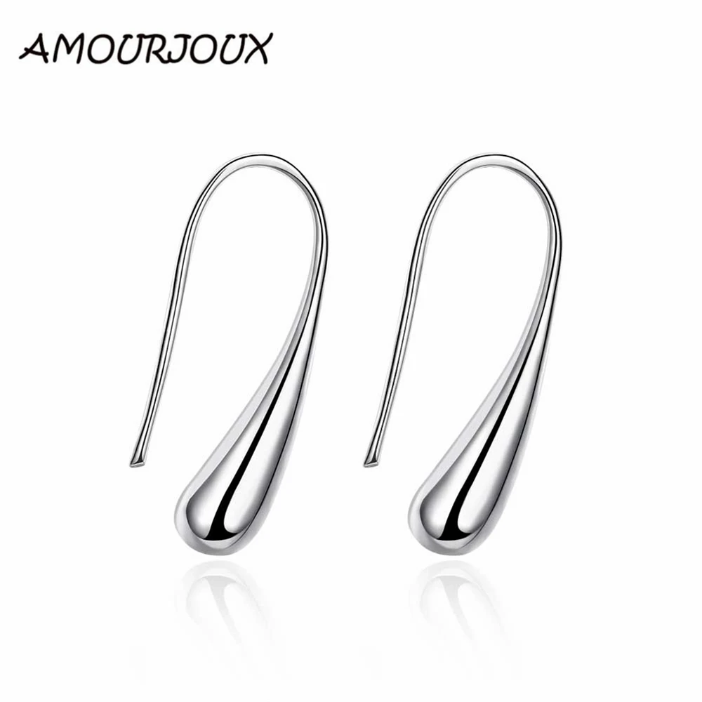 AMOURJOUX Посеребренный Серьги капельки для Для женщин длинные серебряные серьги
