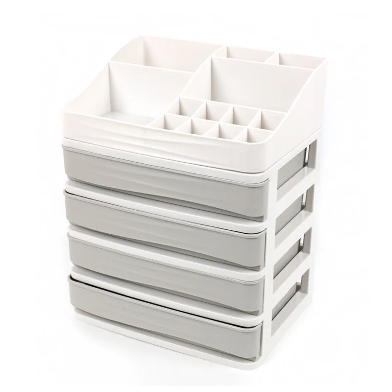 grey 4 layer drawer Пластиковый ювелирный Гель-лак для ногтей коробка-органайзер ящик для косметики Настольный Sundry органайзеры косметический ящик для хранения - Цвет: grey 4 layer drawer