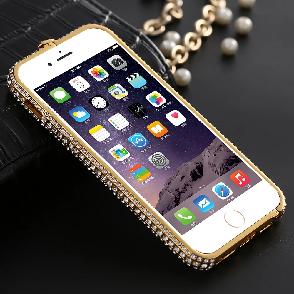 Kisscase Роскошные Алмаз бампер для iPhone 6 6s Plus 7 металлический корпус со стразами