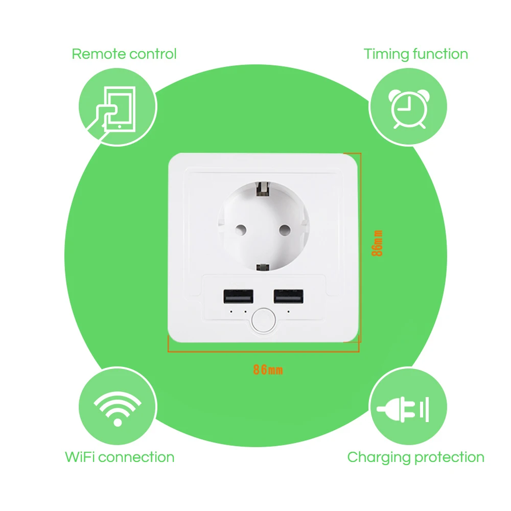 Умная розетка Wi-Fi пульт дистанционного управления Управление Smart ЕС 15A настенных